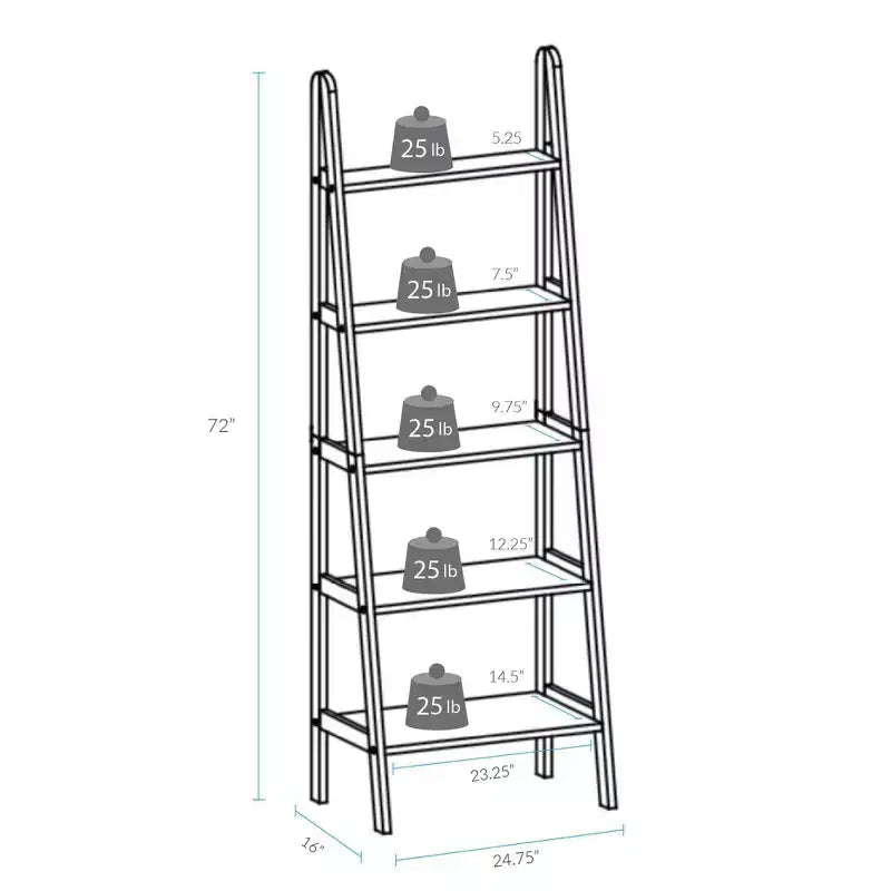 Estantería de escalera de 5 estantes, espresso/marrón cálido/blanco, 1 persona