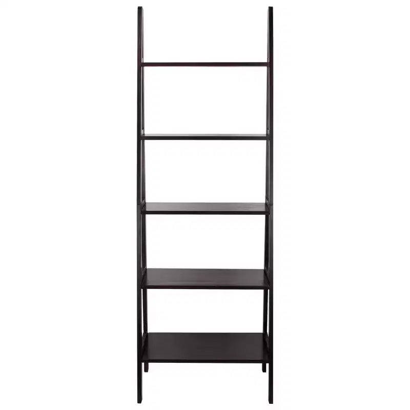 Estantería de escalera de 5 estantes, espresso/marrón cálido/blanco, 1 persona