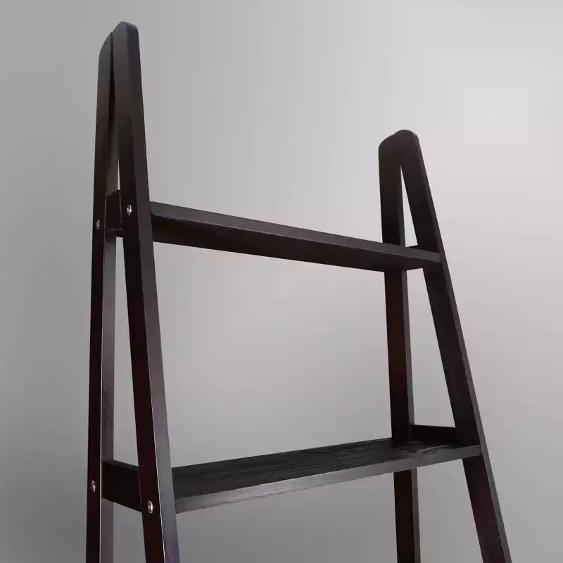 Estantería de escalera de 5 estantes, espresso/marrón cálido/blanco, 1 persona