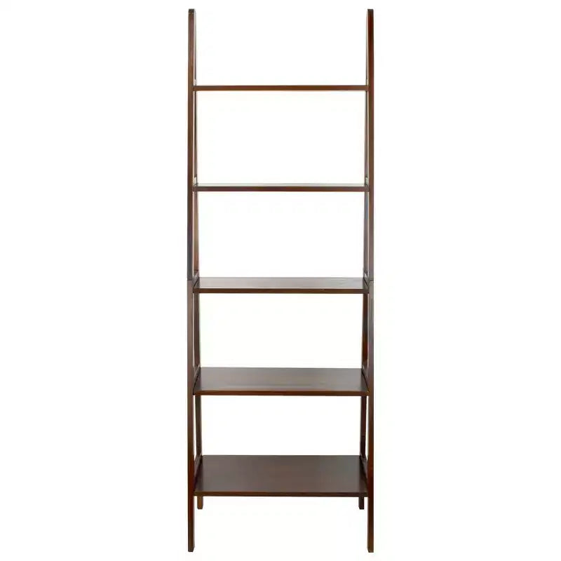 Estantería de escalera de 5 estantes, espresso/marrón cálido/blanco, 1 persona