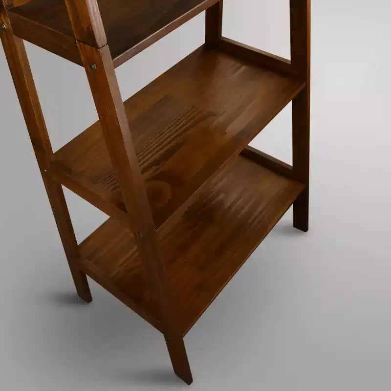 Estantería de escalera de 5 estantes, espresso/marrón cálido/blanco, 1 persona