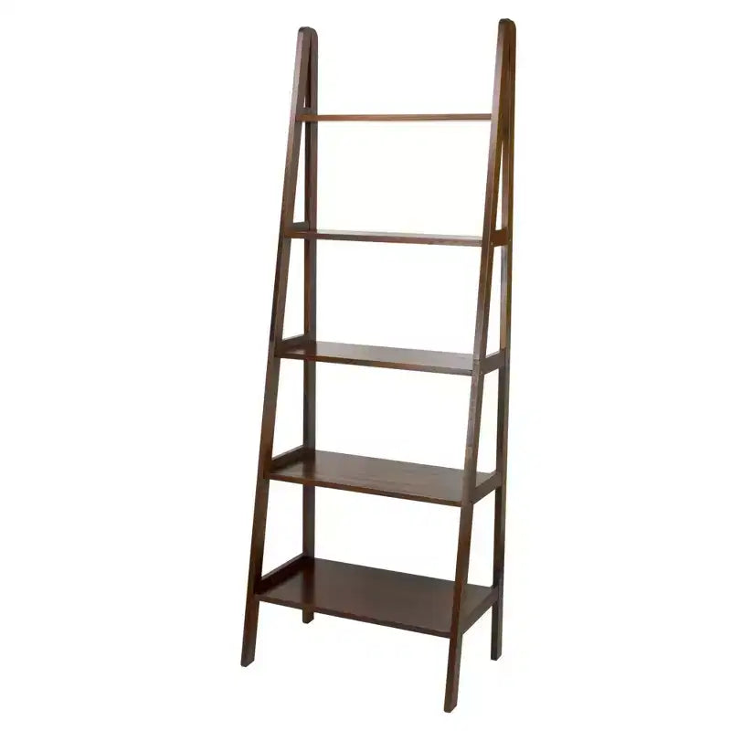 Estantería de escalera de 5 estantes, espresso/marrón cálido/blanco, 1 persona