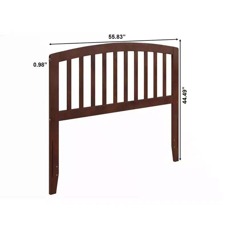 Cabecero de tamaño matrimonial Espresso / Blanco / Nogal con husos y diseño curvo, montaje para 1 persona