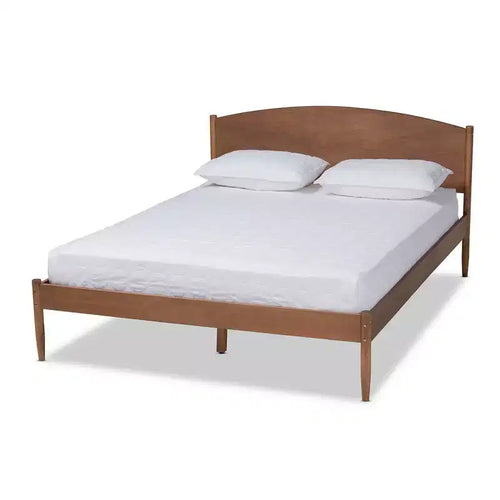 Leanora Wood Platform Bed Ash Walnut - Baxton Studio
