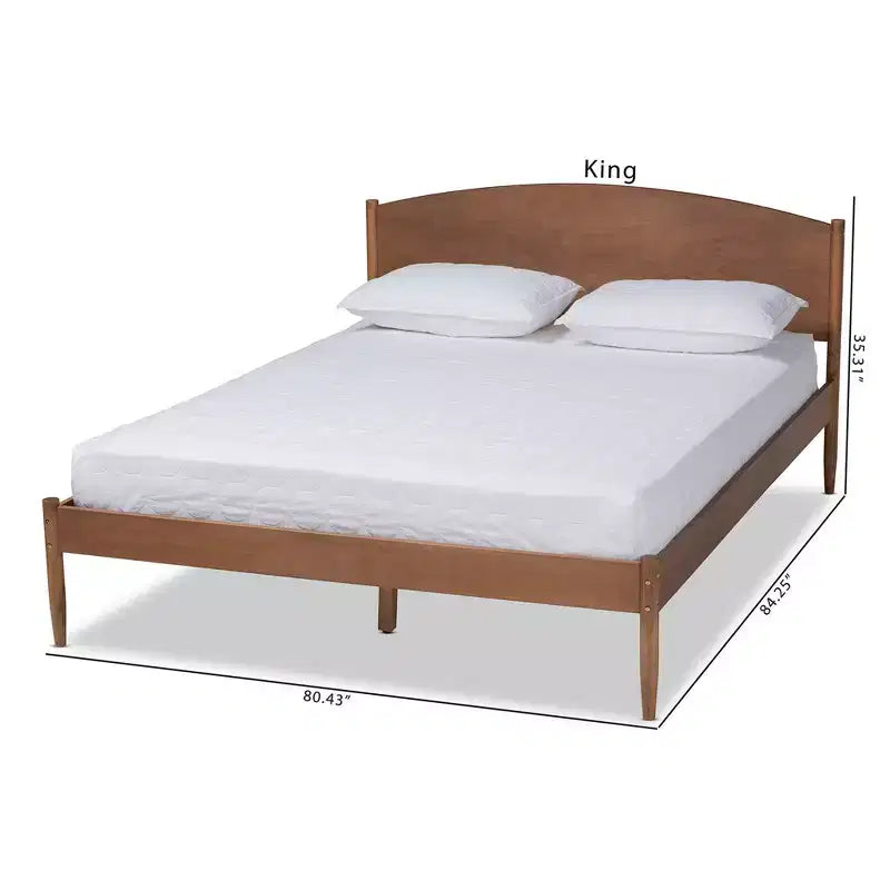 Cama Plataforma de Madera de Fresno y Nogal, Queen, Para 2 personas