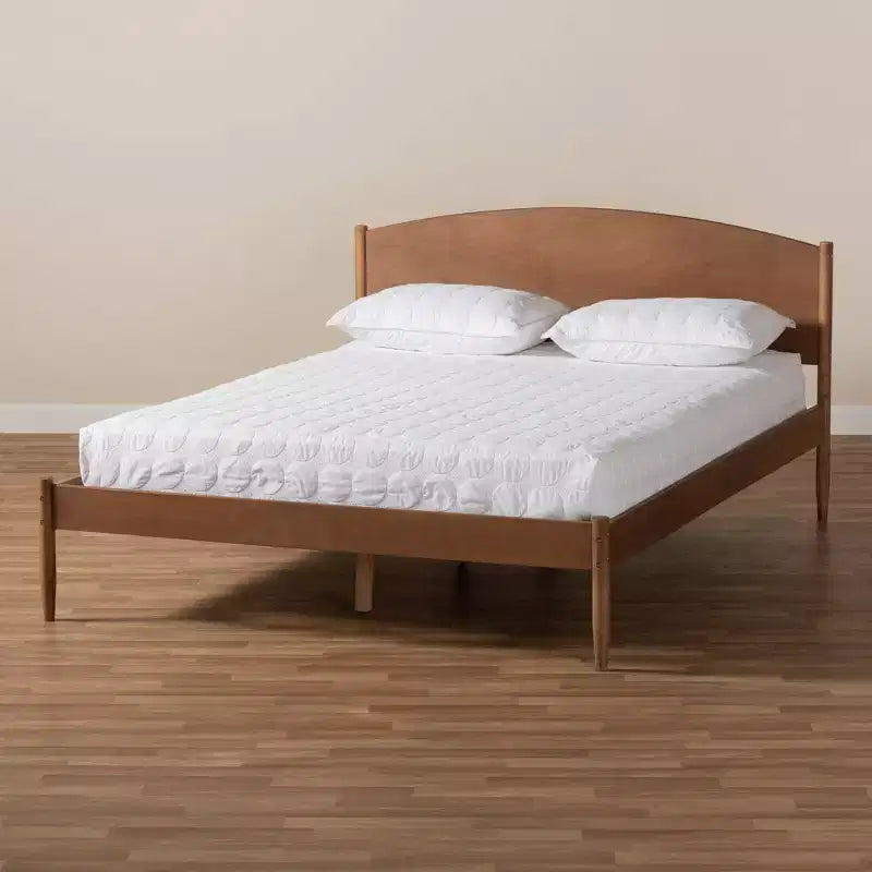 Cama Plataforma de Madera de Fresno y Nogal, Queen, Para 2 personas