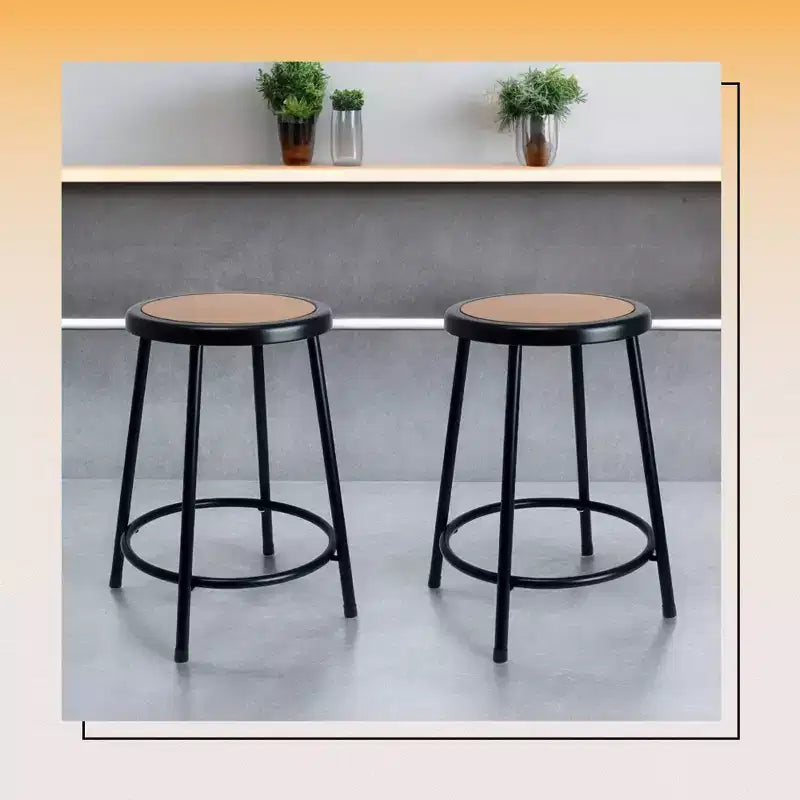 Taburete de barra de acero negro/gris de 24" de altura de mostrador, capacidad para 1 persona
