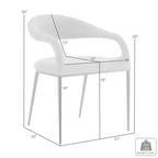 Juego de 2 sillas de comedor tapizadas con estructura de acero inoxidable