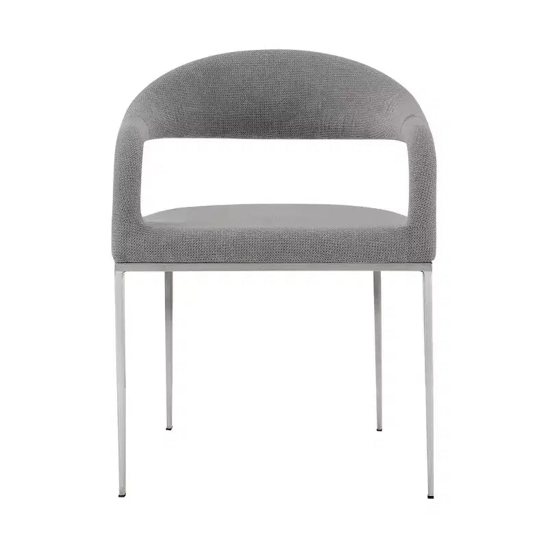 Juego de 2 sillas de comedor tapizadas con estructura de acero inoxidable