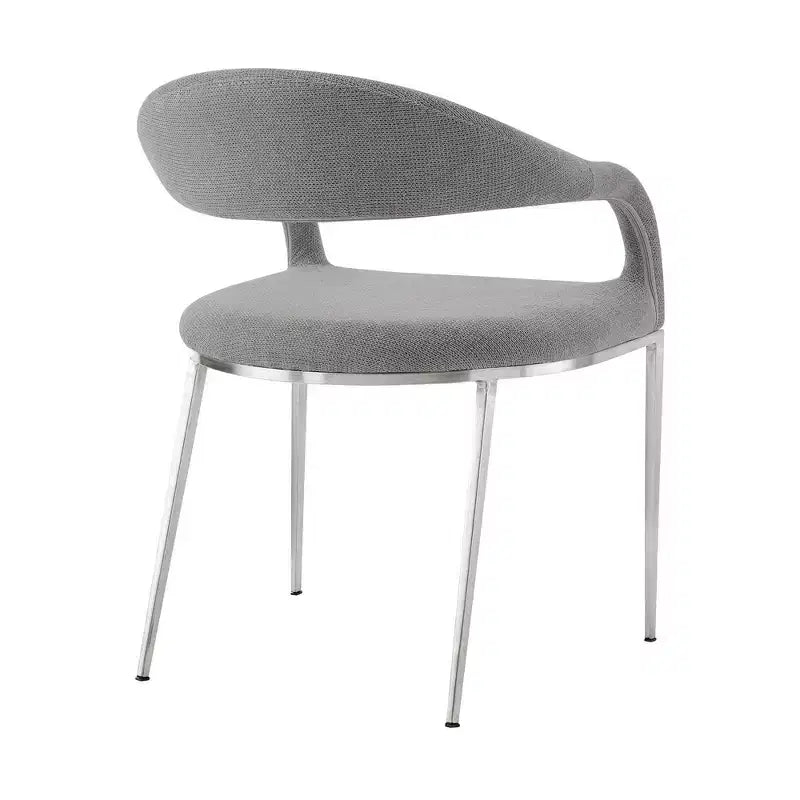 Juego de 2 sillas de comedor tapizadas con estructura de acero inoxidable