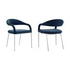 Juego de 2 sillas de comedor tapizadas con estructura de acero inoxidable