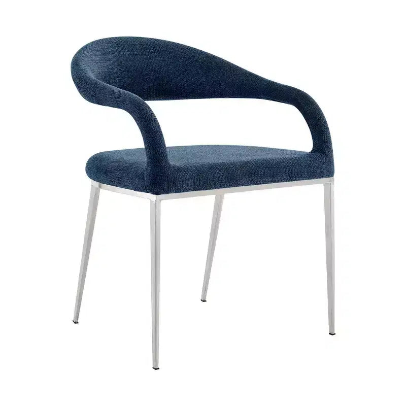 Juego de 2 sillas de comedor tapizadas con estructura de acero inoxidable