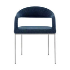 Juego de 2 sillas de comedor tapizadas con estructura de acero inoxidable