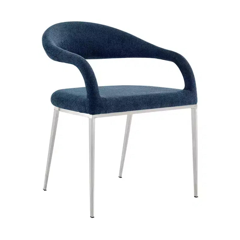 Juego de 2 sillas de comedor tapizadas con estructura de acero inoxidable