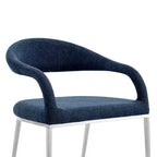 Juego de 2 sillas de comedor tapizadas con estructura de acero inoxidable
