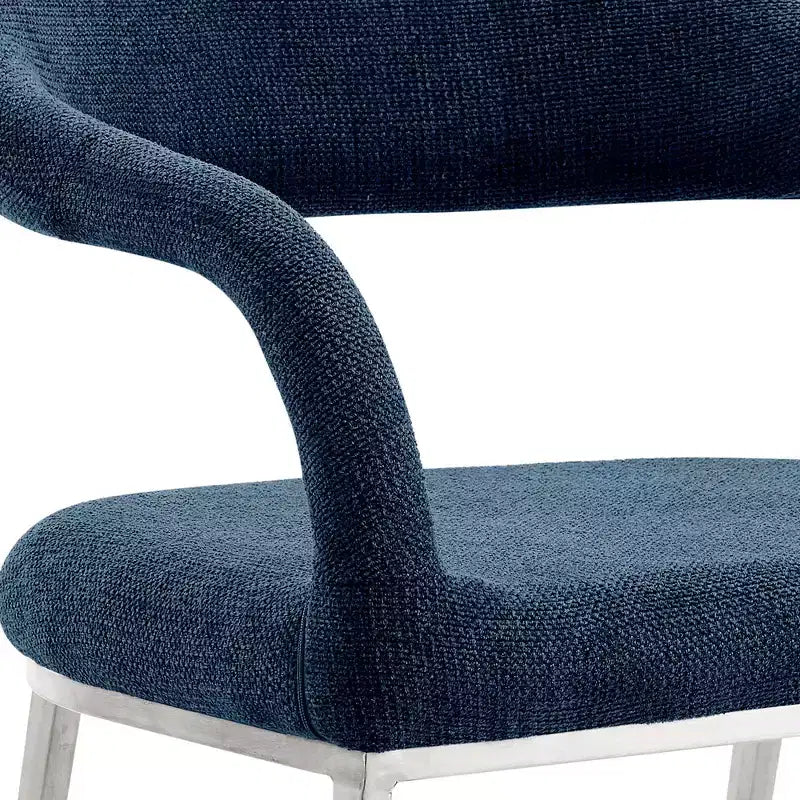 Juego de 2 sillas de comedor tapizadas con estructura de acero inoxidable
