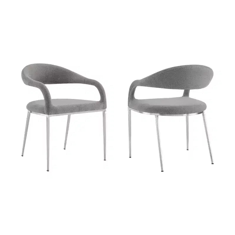 Juego de 2 sillas de comedor tapizadas con estructura de acero inoxidable