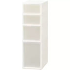 JEJ Astage Reinforced Multi-Purpose Storage Drawer Medium 4 Shelf White Clear