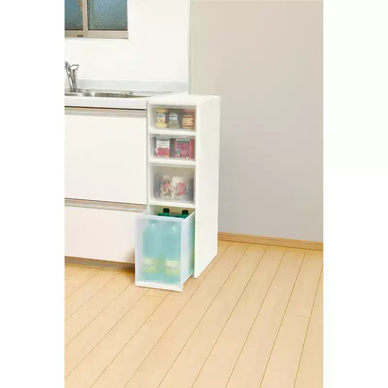 Mueble de almacenamiento con 4 cajones blanco/transparente – Mediano, usuario individual