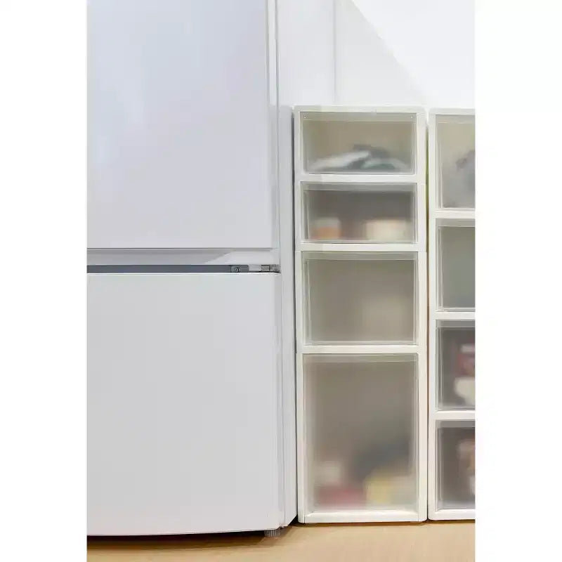 Mueble de almacenamiento con 4 cajones blanco/transparente – Mediano, usuario individual