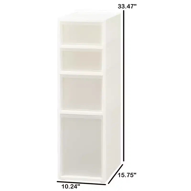 Mueble de almacenamiento con 4 cajones blanco/transparente – Mediano, usuario individual