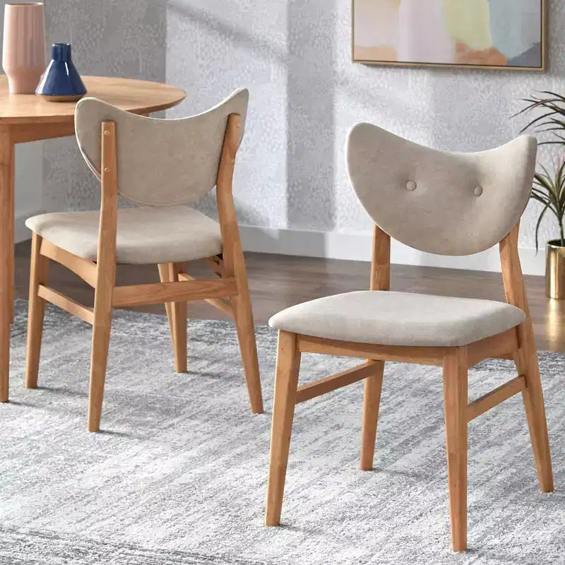 Juego de comedor redondo de 5 piezas en color natural/nogal, con capacidad para 4 personas